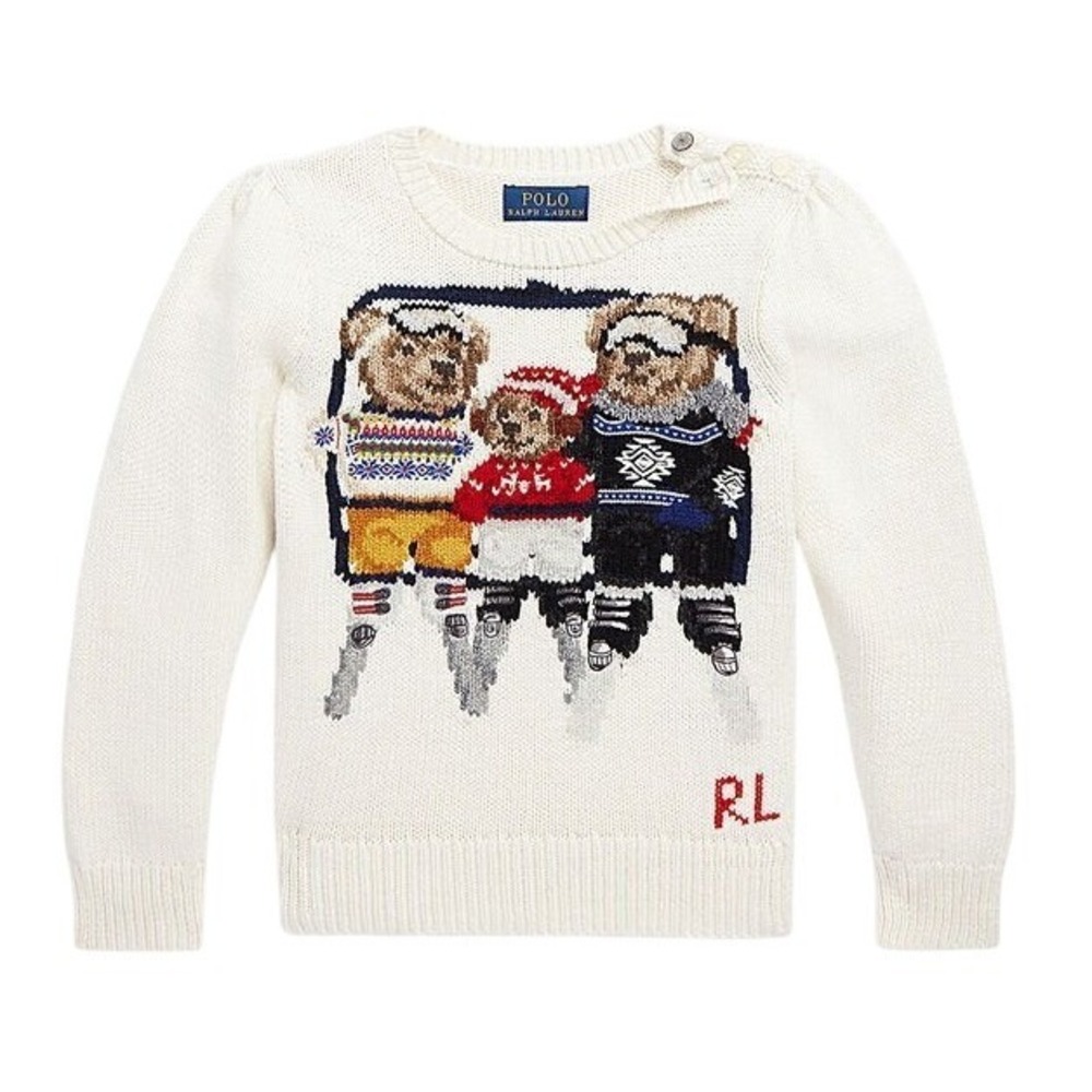 NWT Polo Ralph Lauren Girls Polo Bear Ski Lift Knit Sweater Cream 6X - Picture 3 of 14